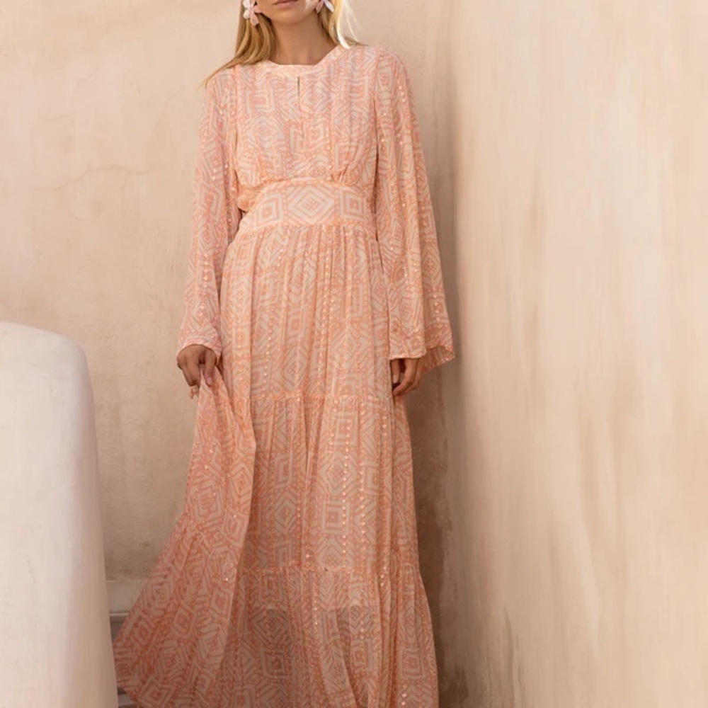 NWT Oliphant balloon waisted maxi dress pink size M